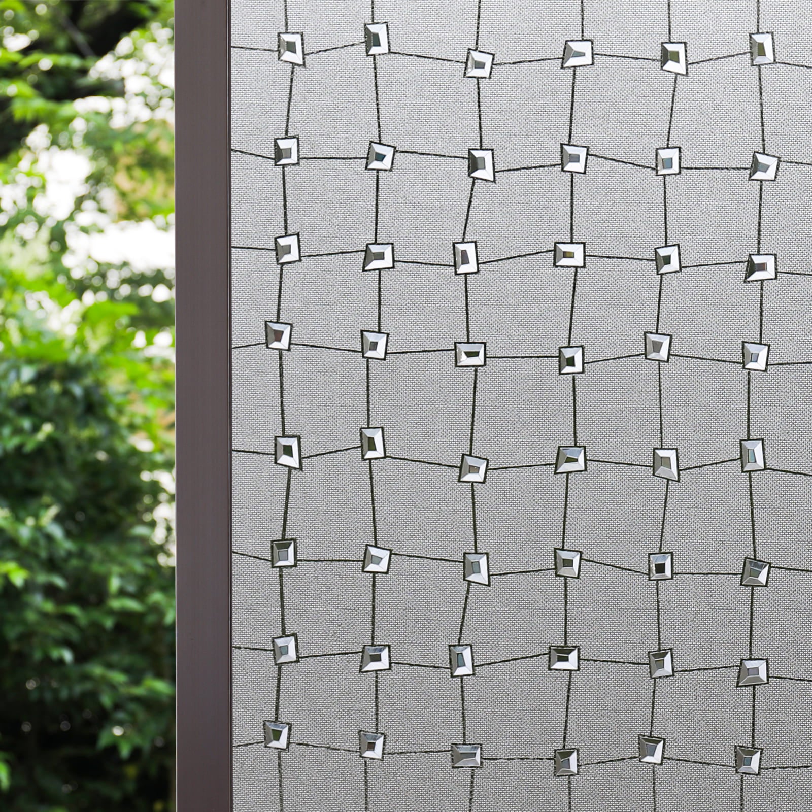 KTJ 窓用フィルム 目隠しシート UVカット 飛散防止 装飾シート DIY インテリア ベランダ  (格子)