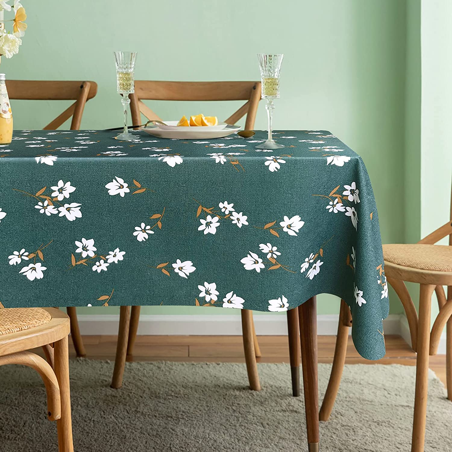 テーブルクロス ビニール テーブルマット 撥水加工 欧州 防水 防油 テーブルカバー おしゃれ 汚れ防止 多用途 (140×180cm)