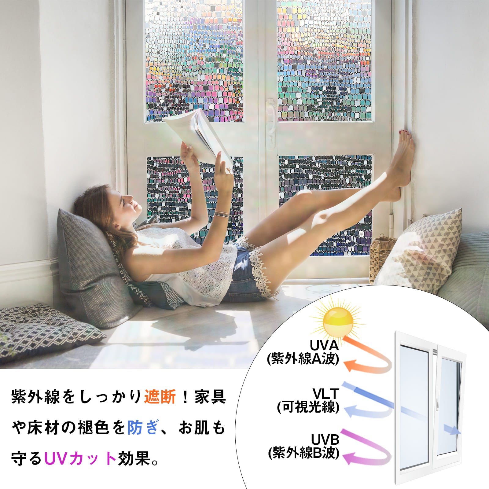 KTJ 窓用フィルム 窓ガラスフィルム 紫外線カット UVカット (石